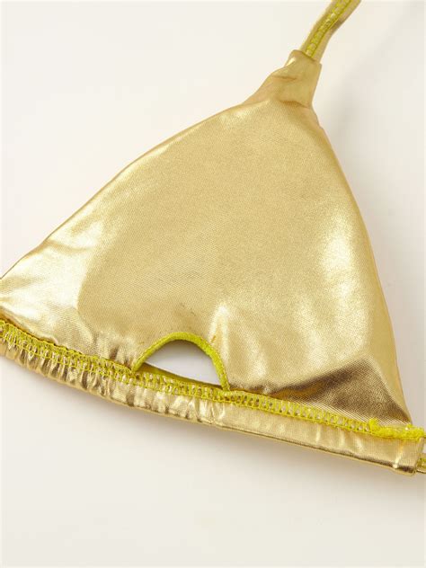 Women Shiny Leather Bikini Set Push Up Top Brazilian Thong Swimwear Bathing Suit EBay