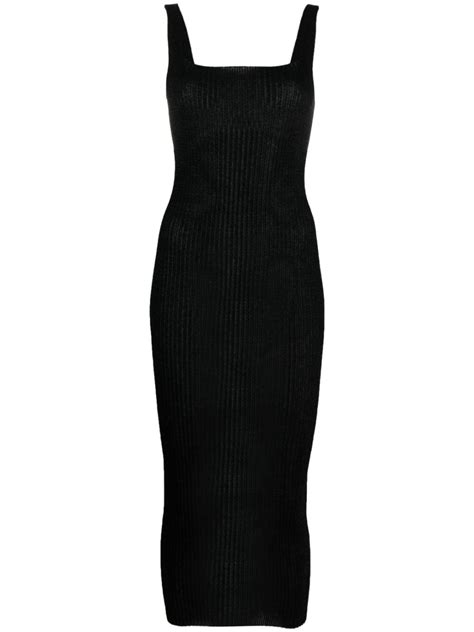 A Roege Hove Emma Ribbed Knit Midi Dress Black Farfetch