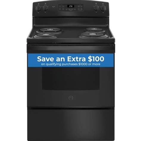 Ge 30 In 4 Burners 5 Cu Ft Self Cleaning Freestanding Electric Range Black In The Single Oven