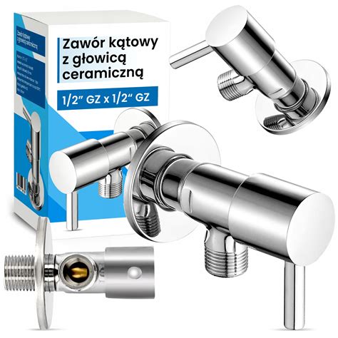 Zawór KĄTOWY 1 2x1 2 GZ Odcinający Pralki Zmywarki Baterii CERAMICZNY