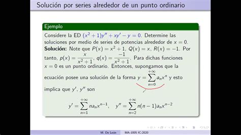 Solucion En Series De Potencias En Torno A Puntos Ordinarios Youtube