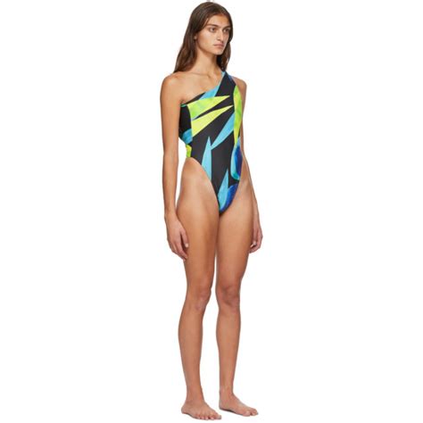 Louisa Ballou Ssense Exclusive Blue And Yellow Plunge One Piece