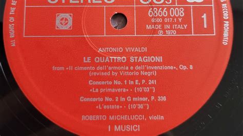 1970 Rel Vivaldi Le Quattro Stagioni The Four Seasons Spring 1st Mov