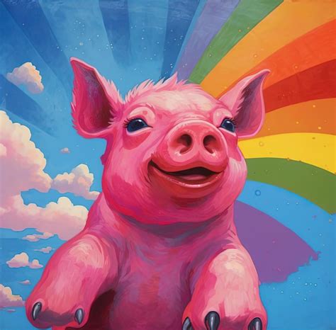 Premium Ai Image Pig And Gay Pride Flag In The Style Of Bold Outlines