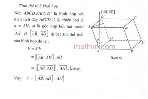 Công Thức Tính Thể Tích Khối Hộp Toán Học Việt Nam Mathvn