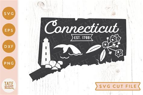 Connecticut State SVG Cut File Vintage USA State SVG