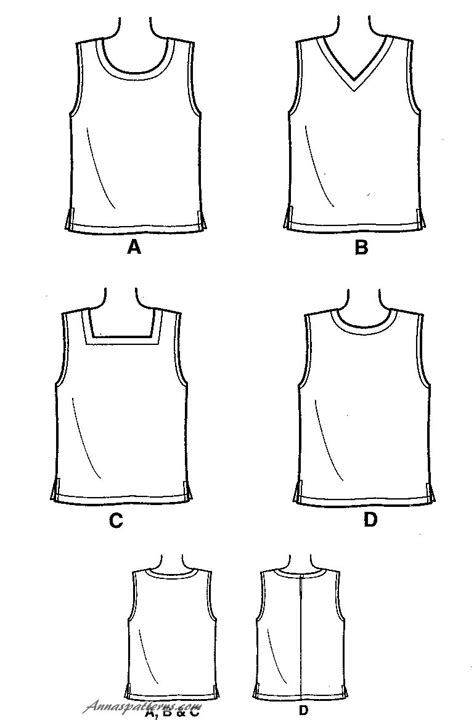 Easy Tank Top Sewing Pattern Shell Sleeveless Blouse Cropped V Neck