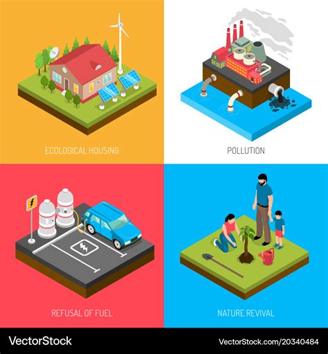 Ecology Isometric Design Concept Royalty Free Vector Image