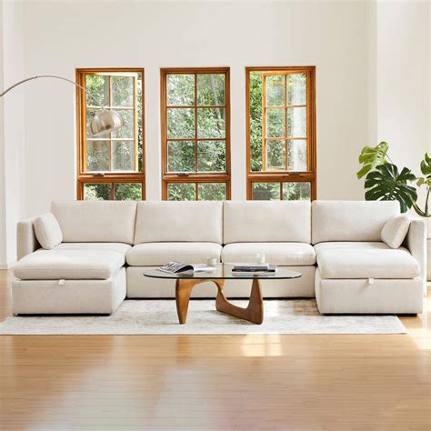 Spruce And Spring Rhea Straight Arm 6 Piece Fabric Modular Sectional In