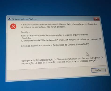 Erro Na Restauração Do Sistema Microsoft Community