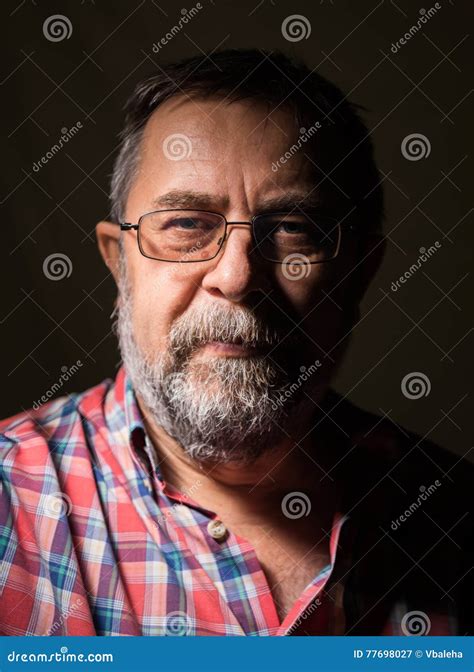 Beard Elderly Man In Glasses Stock Image Image Of Hair Elderly 77698027