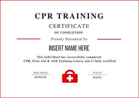 Cpr Training Certificate Cpr Editable Template Cpr Course Completion Cpr Certified First