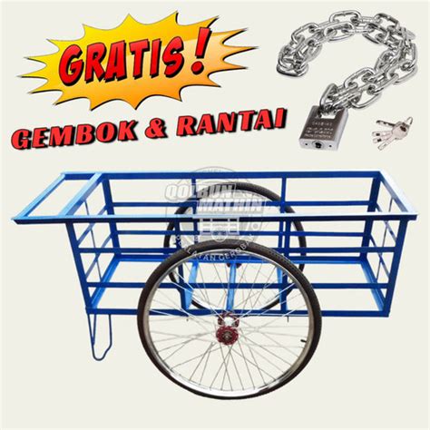 Jual Gerobak Barang Dorong Rangka Besi Serbaguna 2 Roda Velg Becak P