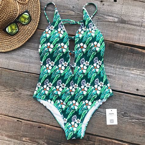 Buy Cupshe Lush Courtyard Print One Piece Swimsuit