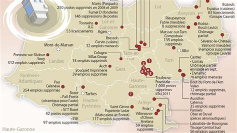 La carte des emplois menacés dans le Grand Sud ladepeche fr