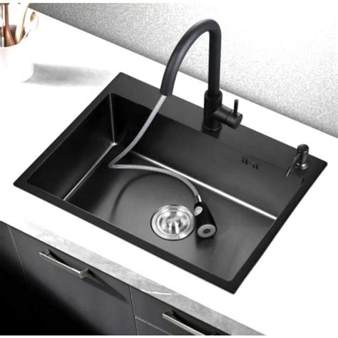 Jual Kitchen Sink Onan Hitam Paket Kran Tarik Bak Cuci Piring Onan