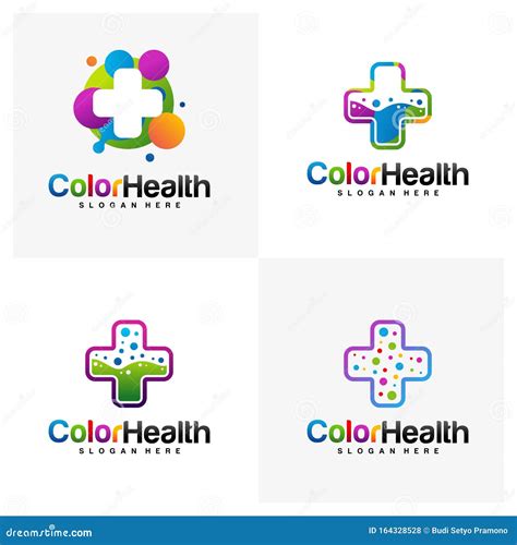 Set Of Colorful Health Logo Design Concept Vector Health Logo Template