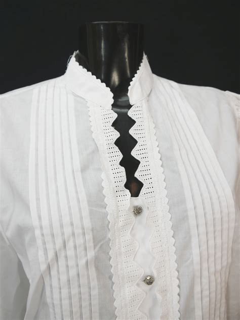 Gr 44 Trachtenbluse weiß Bluse für Dirndl Hammerschmid Spitze Borte