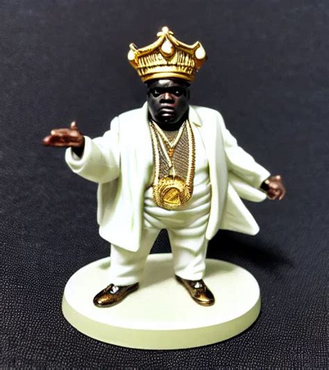 Notorious Big With Elegant White Suit Gold Crown Stable Diffusion