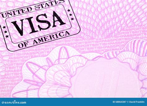 Us Visa Stamp Immigration Document Passport Page Copy Space Stock