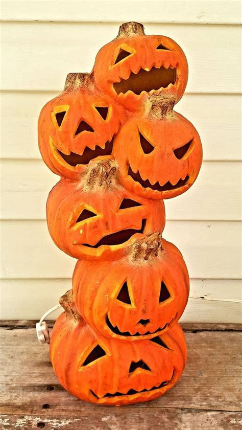 Stacked Pumpkins For Porch Trendmasters Jack O Lantern Etsy In