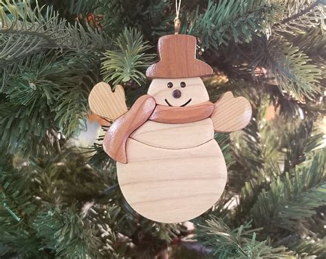 Snowman Christmas Ornament Intarsia Wood Carving This Collectible Is