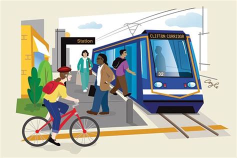 Illustration Of People Using A Light Rail Station Illustrator