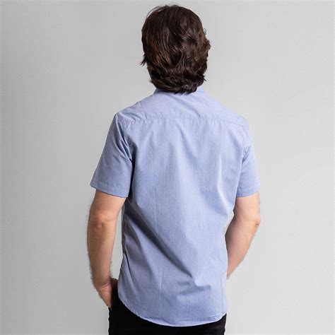 Camisa Social Mescla Azul Masculina Manga Curta Lasfer Store Moda