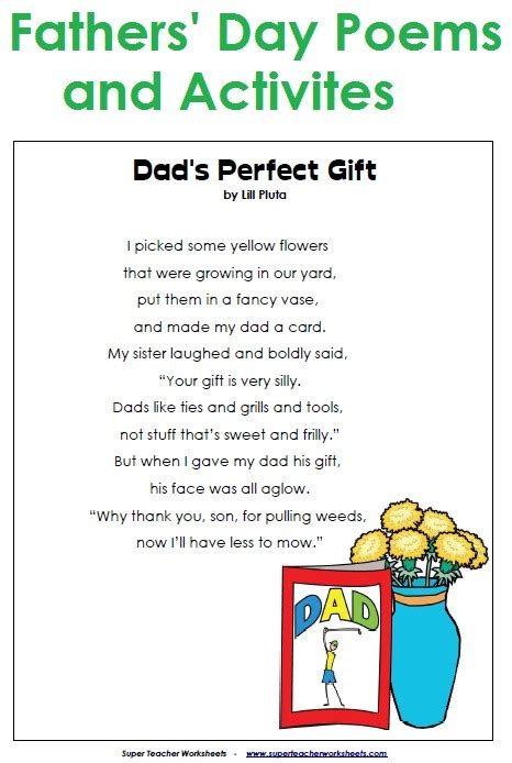 Father's Day Poems and Worksheets