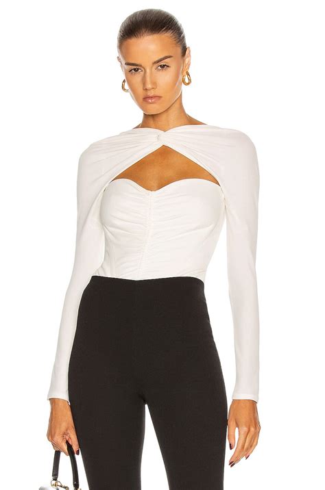 Alexander Wang Long Sleeve Boned Bodysuit In Ivory Fwrd