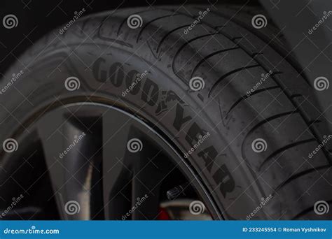 Moscow Russia June 14 2021 Goodyear Eagle Tire Logo On The Sidewall