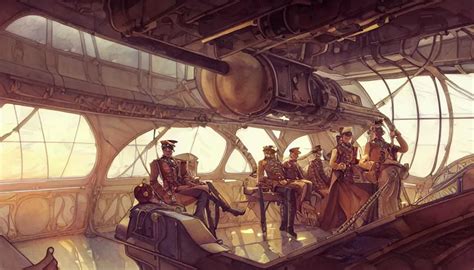 Airship Interior Bridge Of Warship Captain And Bridge Stable Diffusion