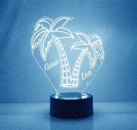 Palm Tree Tropical Theme Night Light Personalized Free Led Etsy