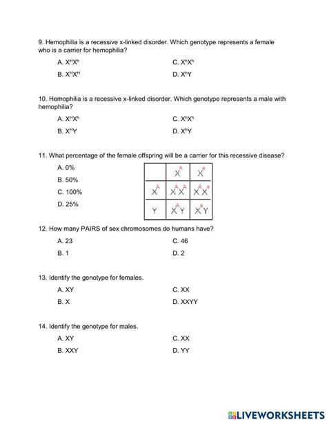 Sex Linked Trait Online Exercise For Live Worksheets