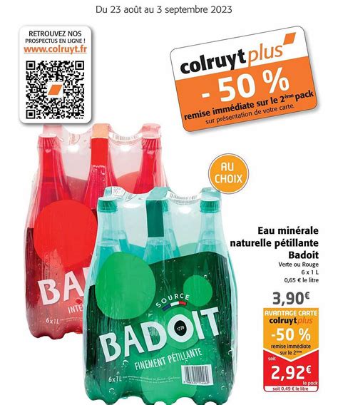 Promo Eau Min Rale Naturelle P Tillante Badoit Chez Colruyt Icatalogue Fr