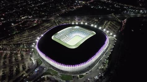 DRONE SHOOT OF MONTERREY MEXICO BBVA RAYADOS FUTBALL SOCCER TEAM STADIUM AT NIGHT, Stock Video ...