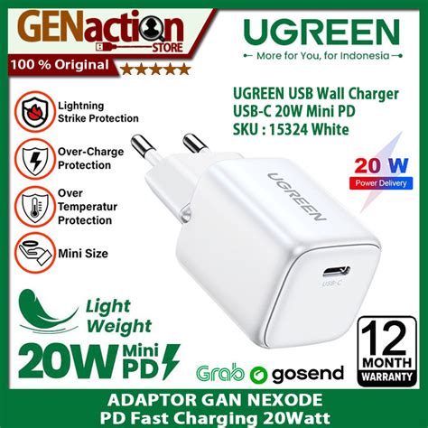 Jual UGREEN Charger Nexode Gan Mini 20W USB Type C QC 4 0 PD 3 0 Fast