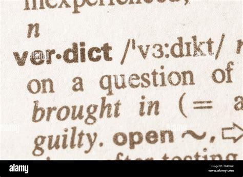 Definition of word verdict in dictionary Stock Photo - Alamy