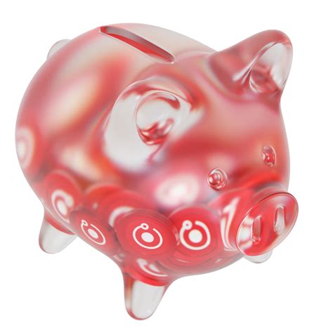 Free Render Token RNDR Clear Glass Piggy Bank With Decreasing Piles Of