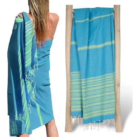 1 Fouta Toalla De Playa Pareo Azul Rayas Precios Boom