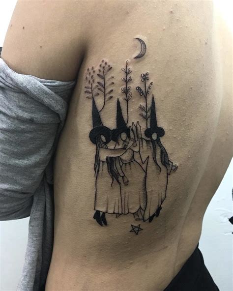 30 Wonderfully Witchy Tattoos Silhouette Tattoos Pattern Tattoo