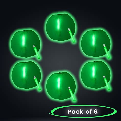 12 Inch Glow in The Dark Green Beach Balls - Pack of 6 | PartyGlowz.com