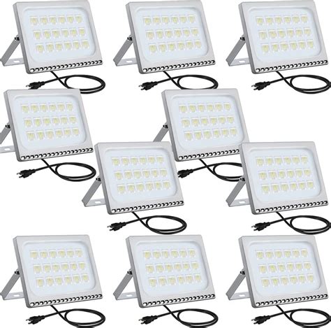 Sararoom 10 Paquetes De Luces LED De 100 W Para Exteriores Con Enchufe