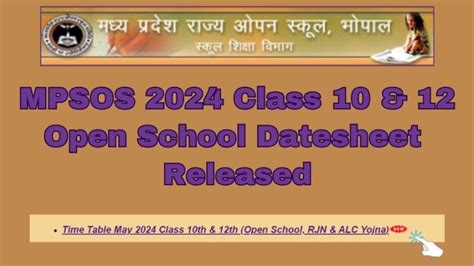 Mpsos 2024 Class 10 12 Board Exam Datesheet Out Check Dates Here