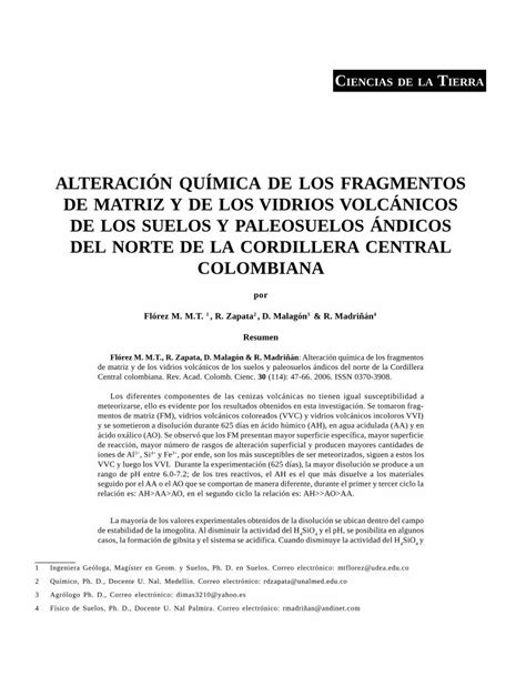 Pdf Alteraci N Qu Mica De Los Fragmentos De Matriz Y El Cu Zn Mg Y