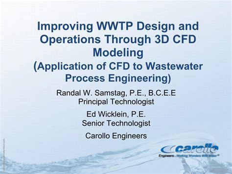 Pdf Improving Wwtp Design And Operations Through 3d Cfd · Improving