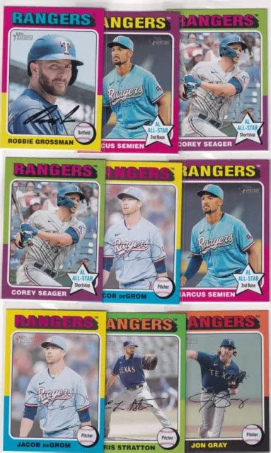 LOT 13 2024 Topps Heritage All Texas Rangers Seager Semien Degrom