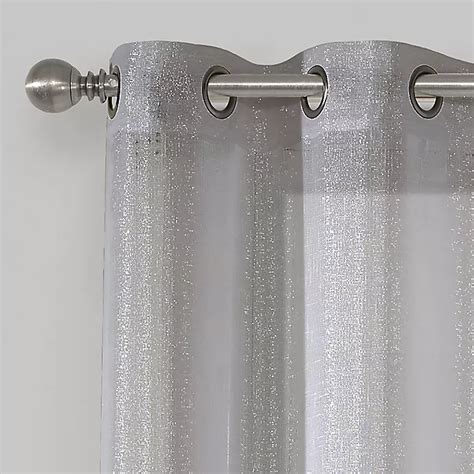 2 Metallic Grommet Sheer Glam Shimmer Window Curtain Panels Gray