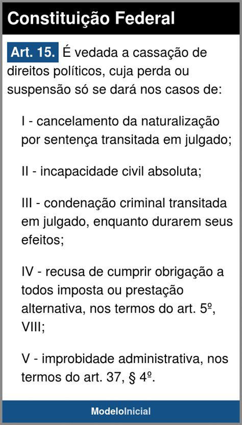 Artigo 15 Constituição Federal 1988