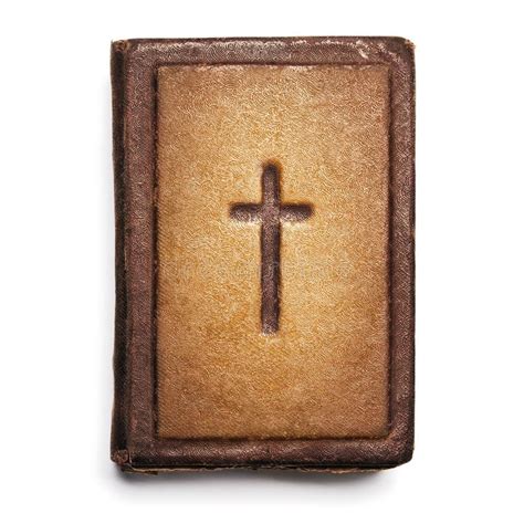 Old Bible Cover Vintage Leather Front Book Texture With Cross Stock